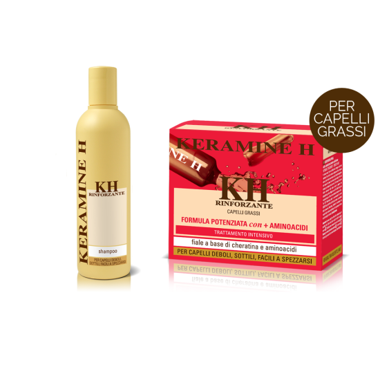 Keramine H - KIT  Shampoo Rinforzante 300ml + Fiala Rinforzante Rossa Confezione 10 fiale da 10ml