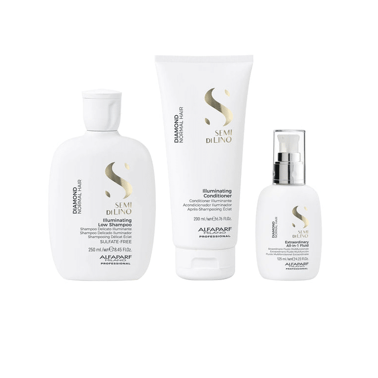 Alfaparf - Semi di Lino Diamond Illuminating Shampoo 250ml + Conditioner 200ml + All in One Fluid 125ml