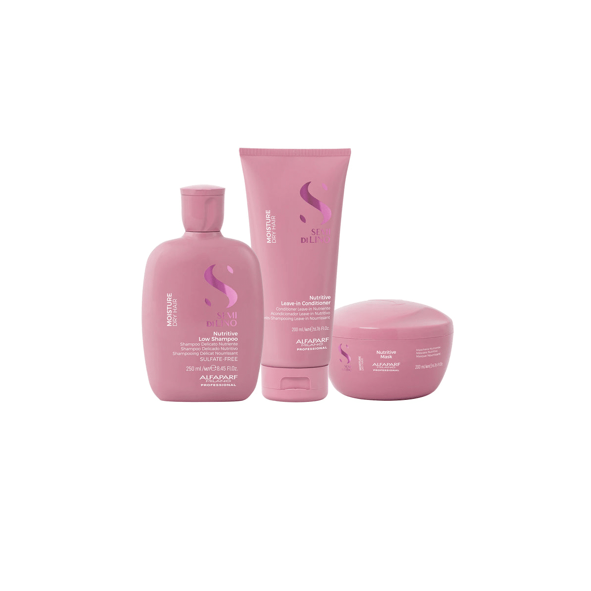 Alfaparf - Semi di Lino Moisture Nutritive Shampoo 250ml + Mask 200ml + Leave-In Conditioner 200ml