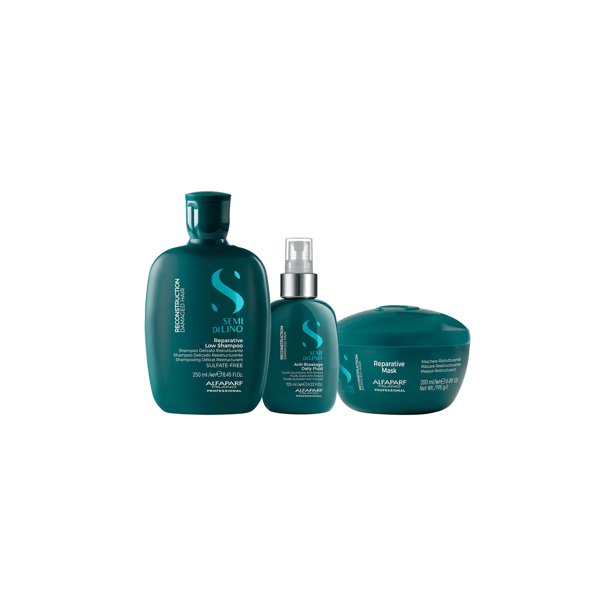 Alfaparf - Semi di Lino Reconstruction Reparative Shampoo 250ml + Mask 200ml + Fluid 125ml