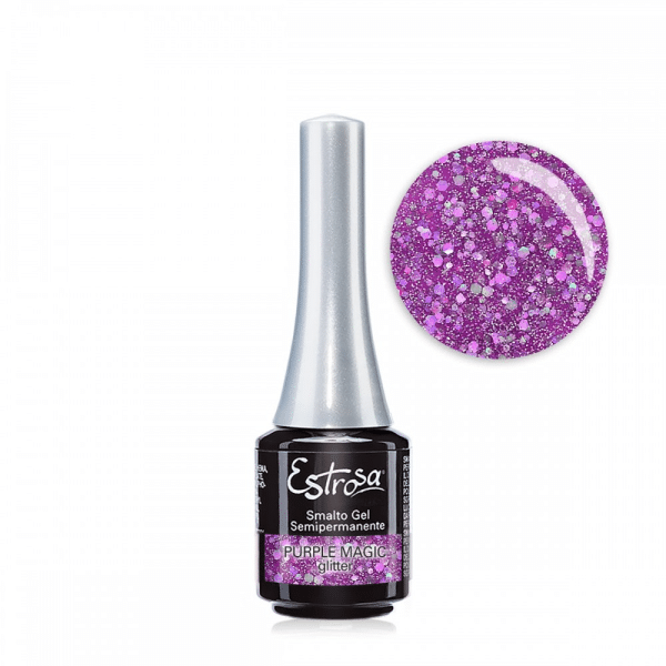 Estrosa - Smalto Gel Semipermanente 7918 Purple Magic Glitter 7ml