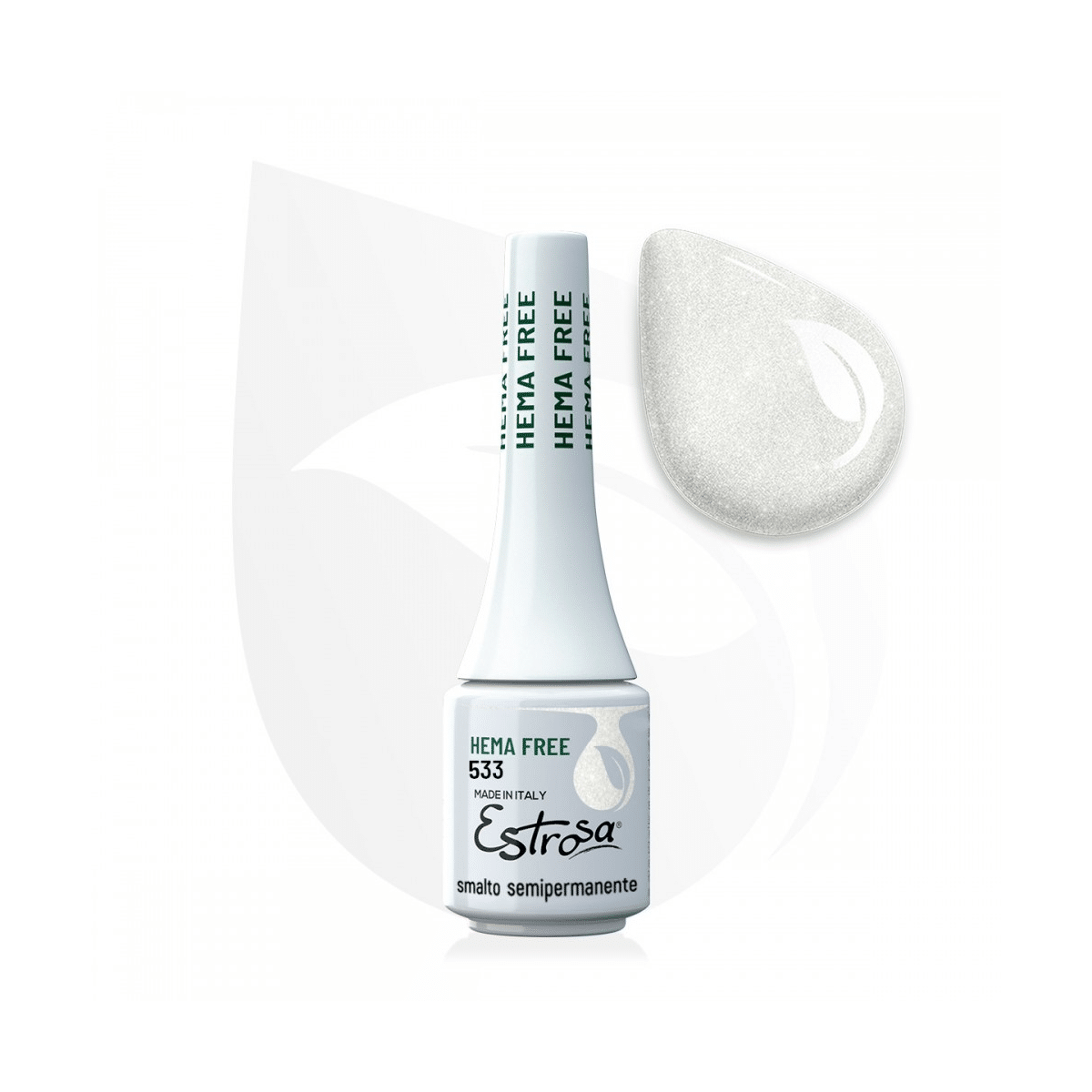 Estrosa - Hema Free Smalto Semipermanente 533 Bianco Glitter 7ml