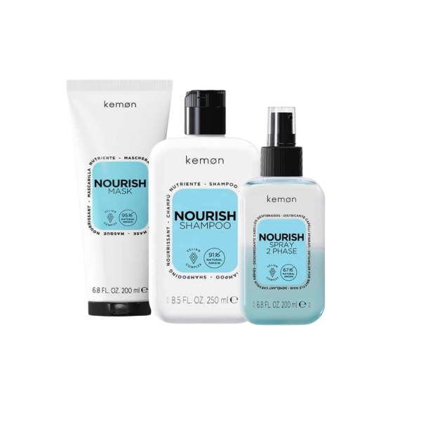 Kemon Hair Care Nourish Shampoo 250ml + Mask 200ml +Spray 2 Phase 200ml