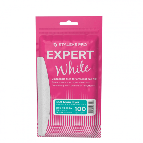 Staleks Pro Ricambi BIANCHI con spugnetta per lima base mezzaluna EXPERT 40 Grana 100 Conf.30 pezzi